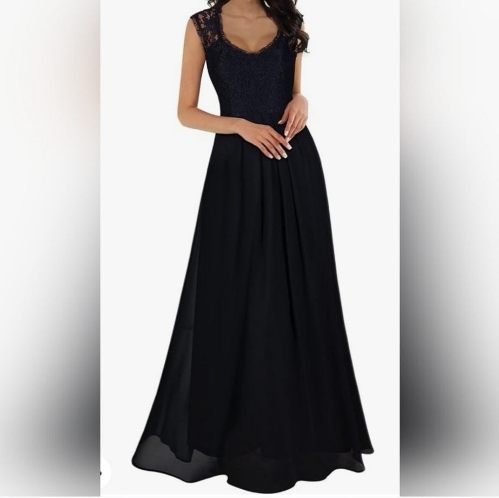 MIUSOL BLACK LONG DRESS